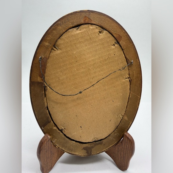 Elegant Vintage Antique Gold Carved Wood Oval Picture Frame - Picture 4 of 4